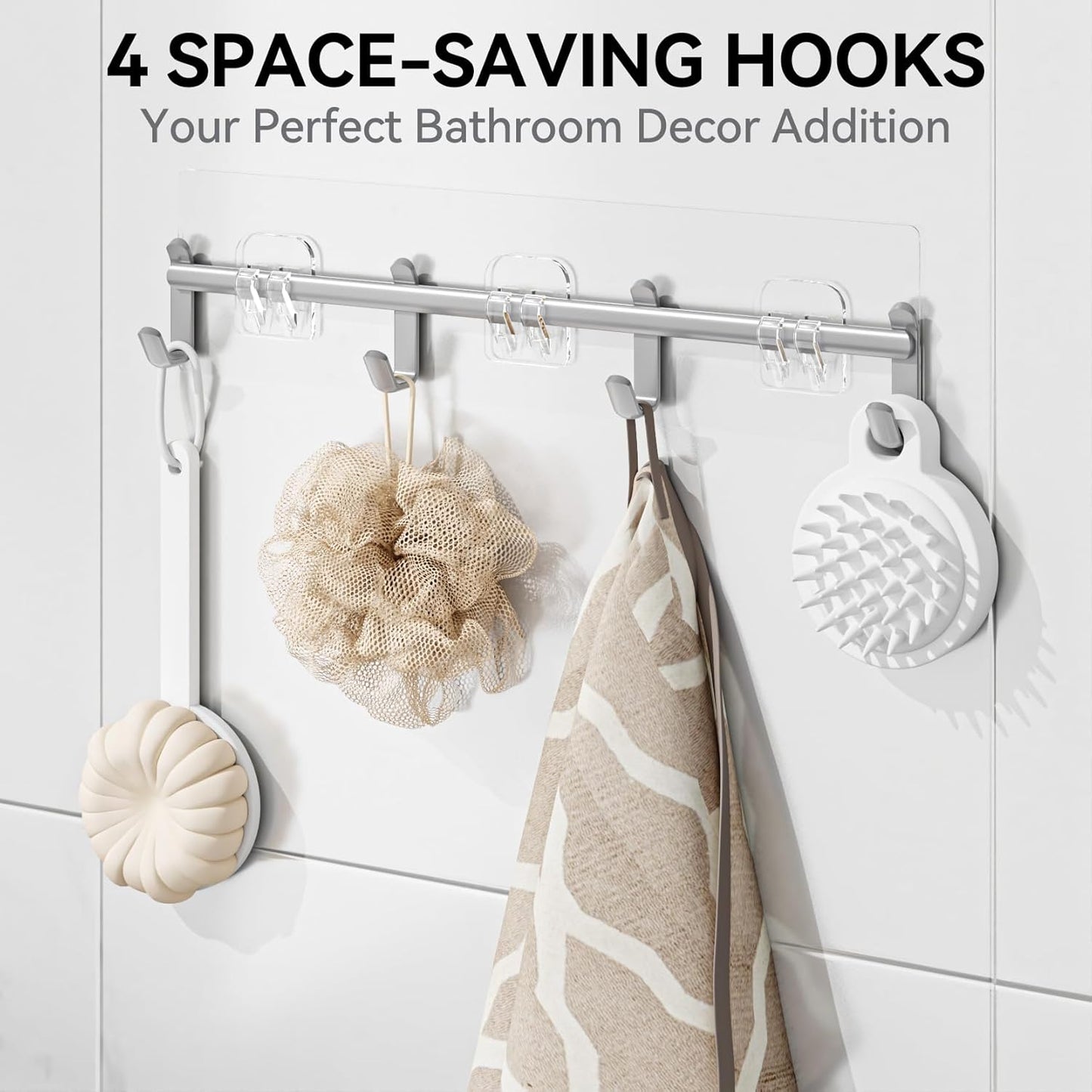 YASONIC Shower Caddy, 6 Pack Large Capacity shower Organizer with Soap Holder and 12 Hooks, Rustproof Shower Shelves for Inside Shower, No Drilling&Sleek Bathroom Organizers and Storage Grey