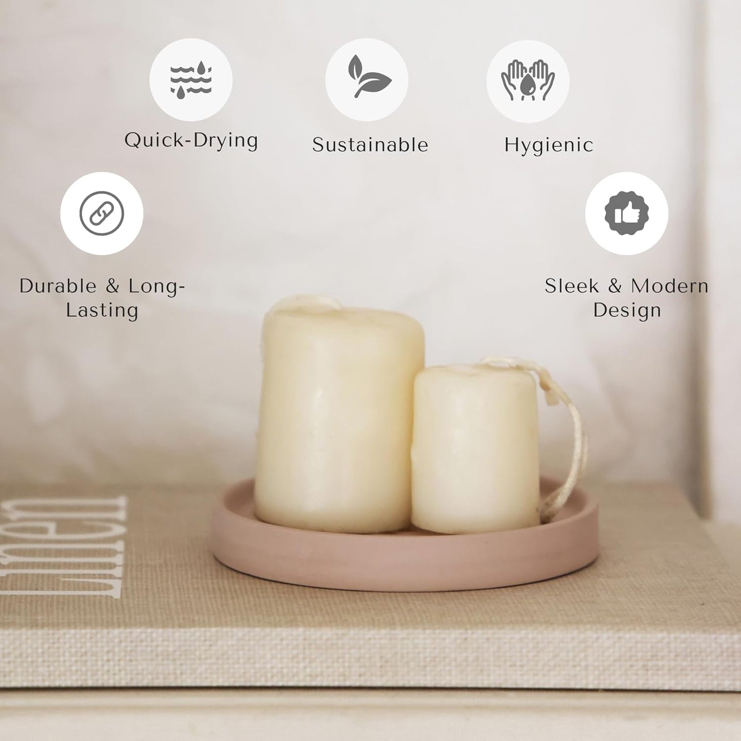 Selegna Diatomite Soap Holder, Circular Design with Ripple Pattern, Absorbent Bath Soap Dish (Brown)