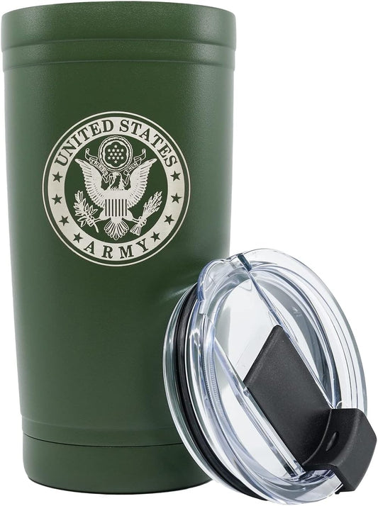 Military Gift Shop 20oz Army Green Tumbler – Double Wall Vacuum Insulated Stainless Steel US Army Green Tumbler– Army Gifts