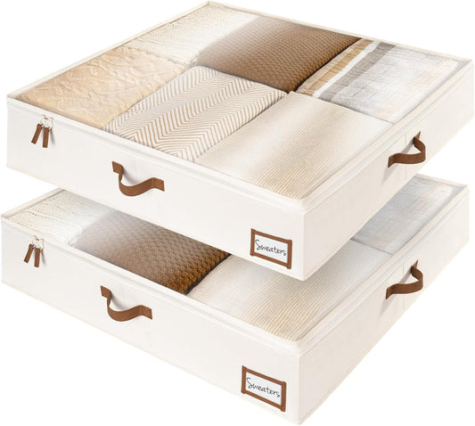 StorageWorks Underbed Storage Box, Under Bed Clothes Organizer With Sturdy Structure and Ultra Thick Fabric, 33" L x 31" W x 6 ¾ "H, 2 pack