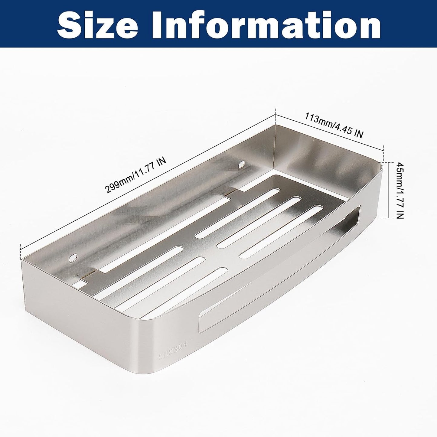 NearMoon Bathroom Shower Caddy 2 Pack, No Drill 304 Stainless Steel Shower Organizer with 2 Hooks (Shower Shelf, Brushed Nickel)