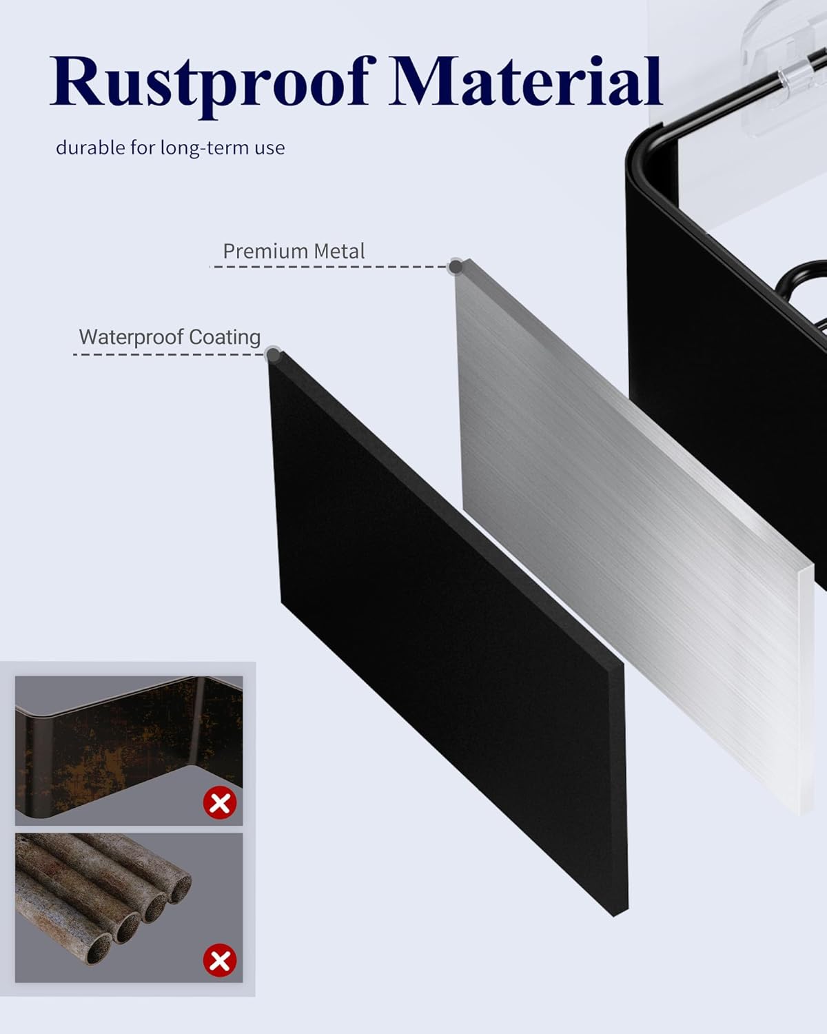 Kitsure Shower Caddy - 2 Pack Adhesive Shower Organizer, Rustproof Metal Shelves, No-Drill Bathroom Organizers and Storage, Black, Large