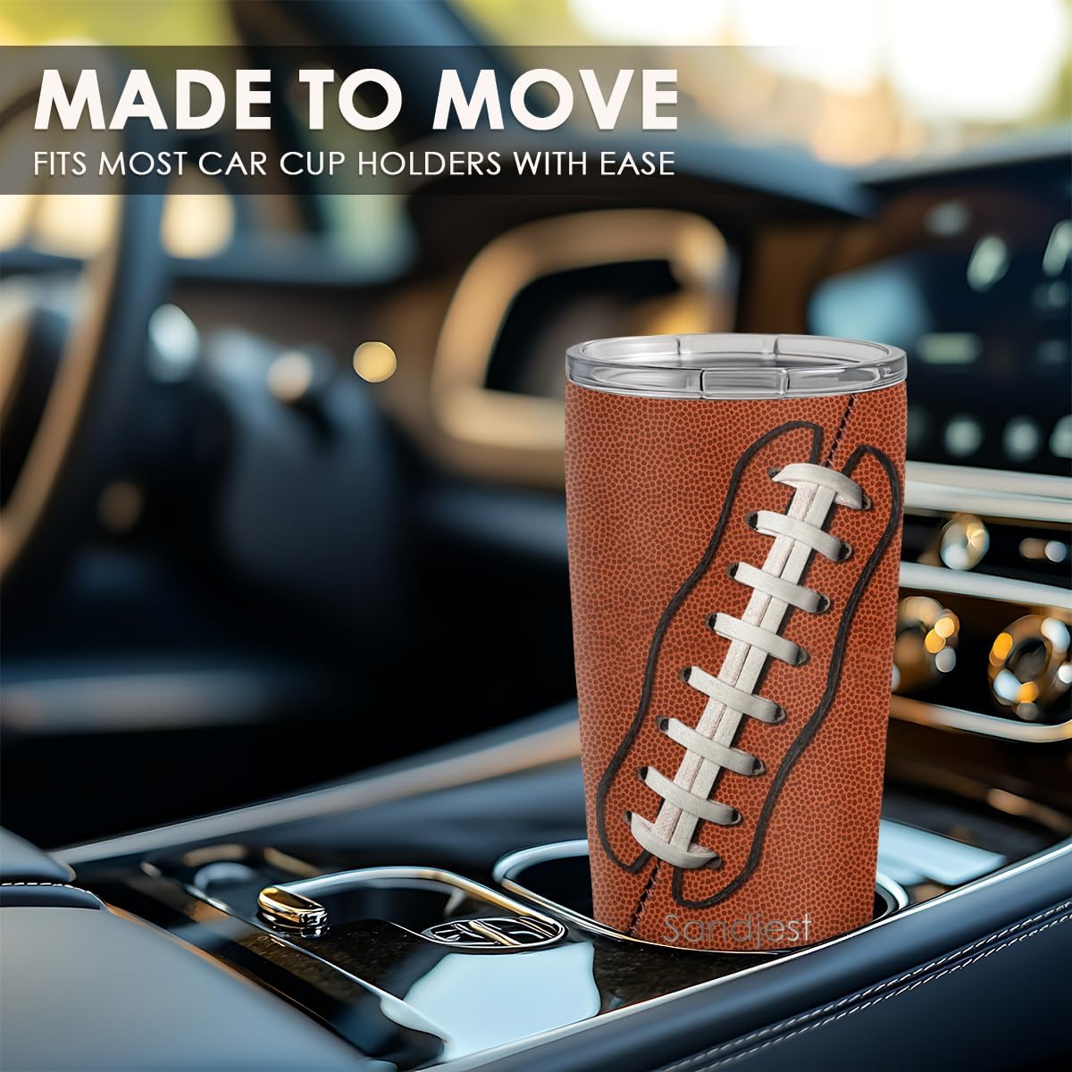 SANDJEST Football Tumbler 20oz Stainless Steel Insulated, Travel Coffee Cup, Sport Tumblers Gifts for Football Lovers, Men Women, Coach, Birthday, Christmas