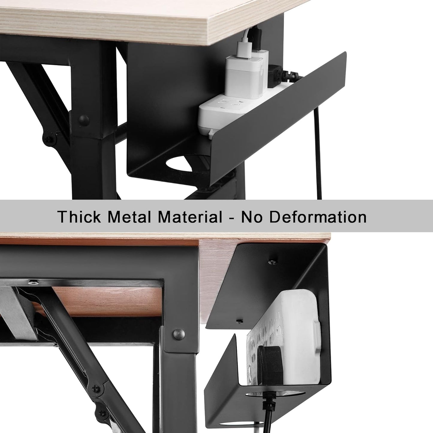 ZhiYo 16.5 Inch Sturdy Under Desk Cable Management Tray, Metal Cable Tray Under Desk, Black Table Management Basket, Wire Hider 1 Pack