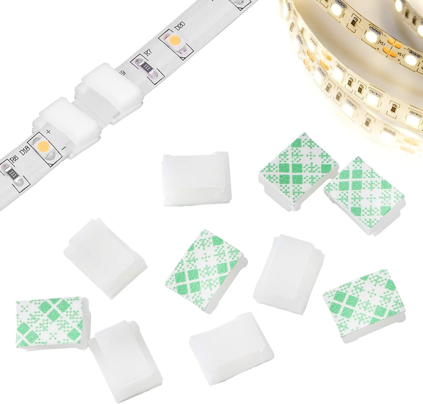 120 PCS Light Strip Mounting Clips White Self Adhesive Led Light Fasteners Mounting Holder Cable Clamp Organizer for 8mm Light Strip (8mm)