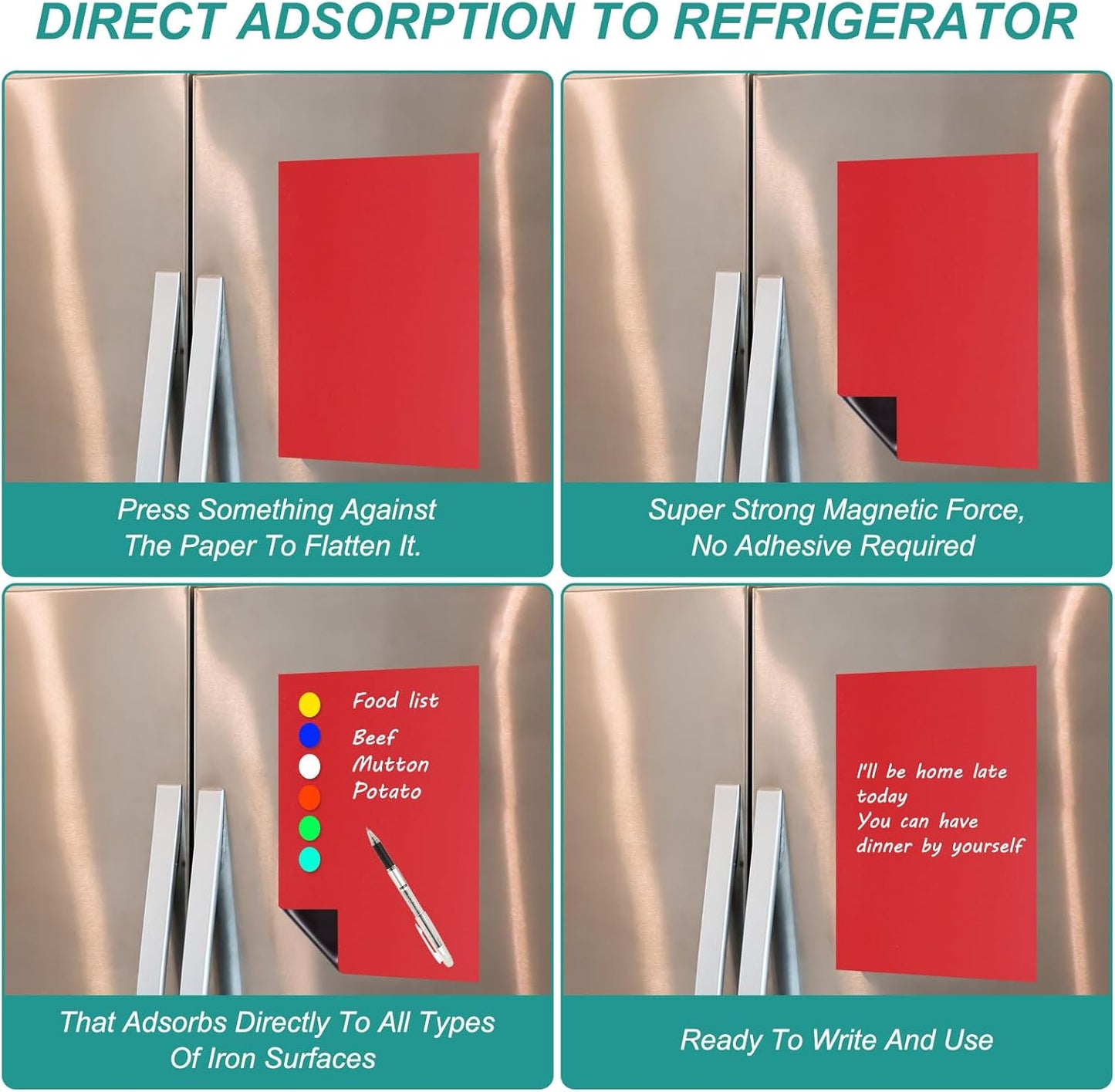 PATIKIL Magnetic Dry Erase Board Sheet for Fridge, 6 Pcs 12 x 8 Inch Erasable Refrigerator Whiteboard for Kitchen for Home Kitchen Organizer Planner Office Storage, Red (0.6mm)
