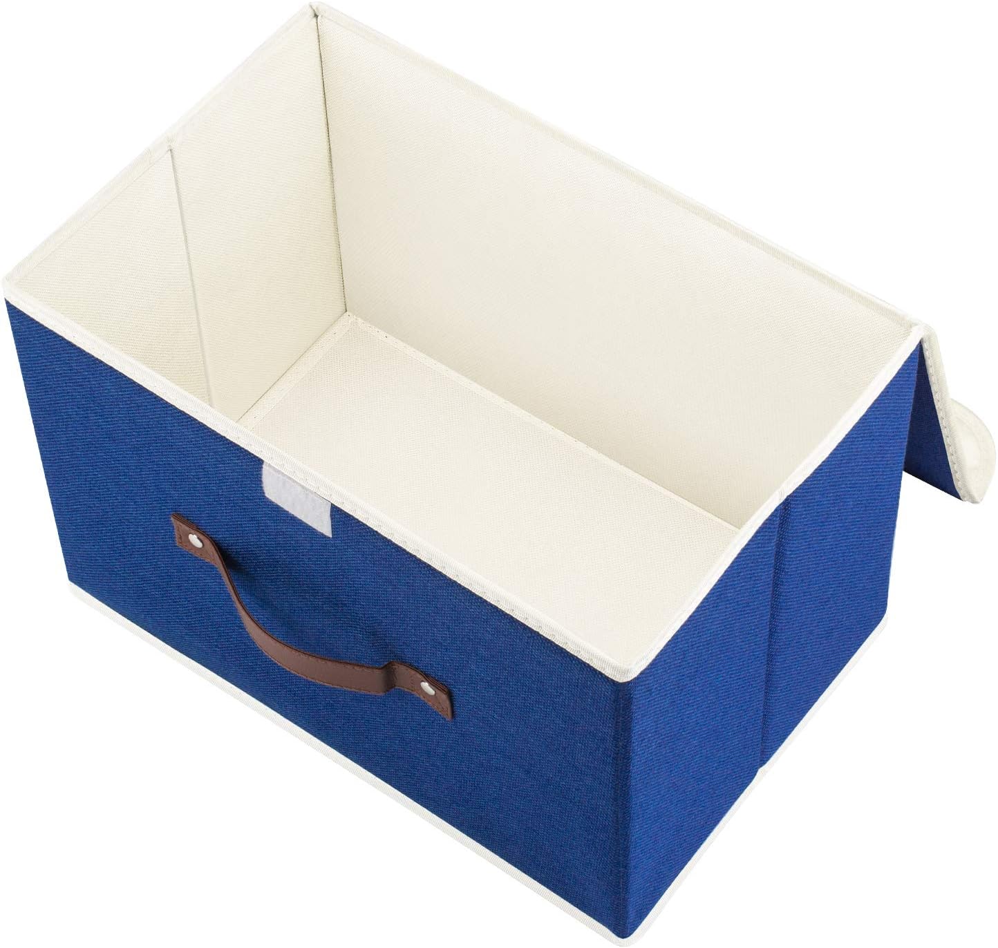 TYEERS Collapsible Storage Boxes, Washable Fabric Storage Bins with Lids, 14.9x9.8x9.8 inches, 2 Pack, Classic Blue