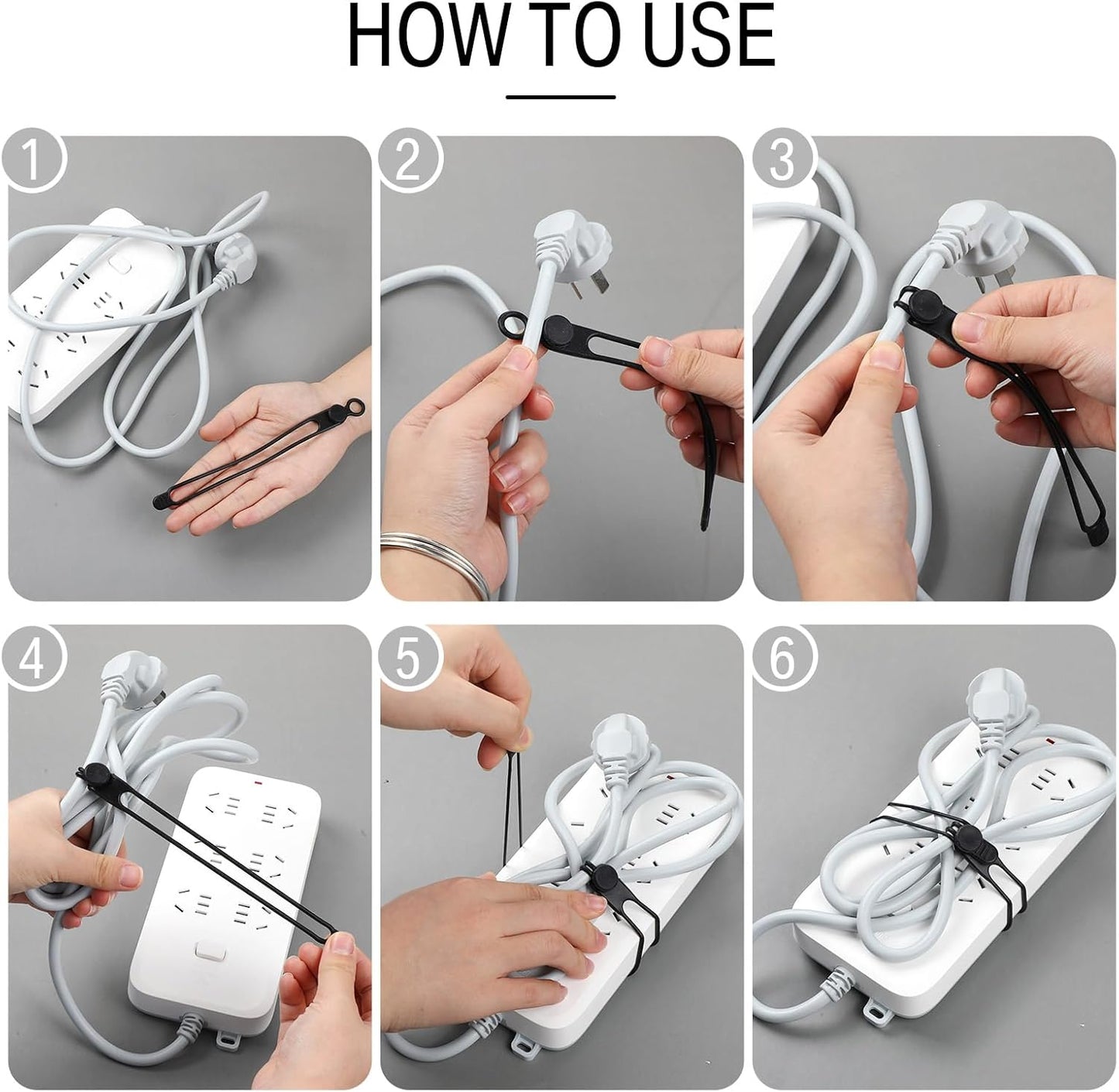 Nuanchu 40 Pcs Silicone Cable Ties Reusable Holder Adjustable Straps Multipurpose Charging Cable Organizer for Fastening Charging Cords Wires(7.1 Inch,Black)