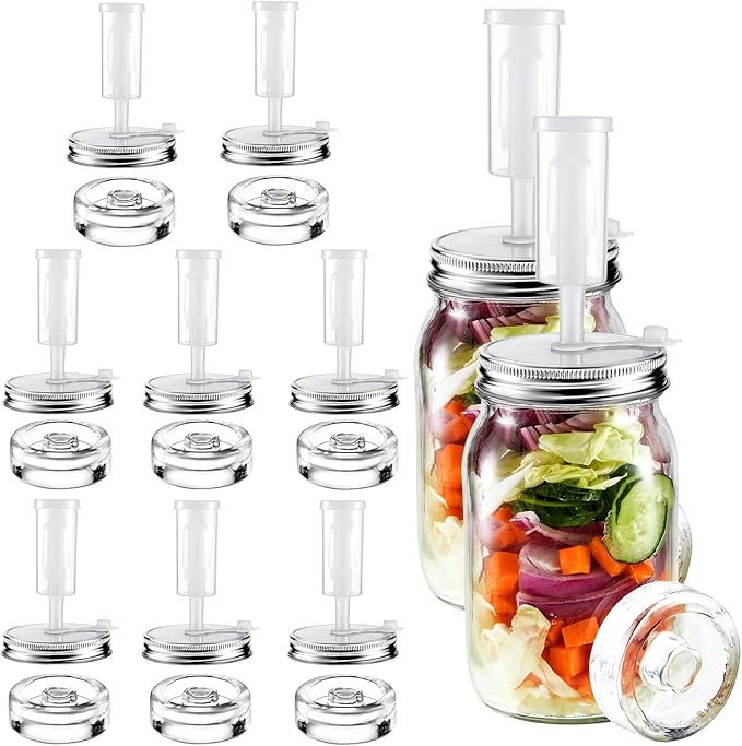 Tessco for you 8 Set Fermentation Kit, Wide Mouth Fermentation Lids with Weights for Mason Jars Sauerkraut Probiotic Food (No Jars)