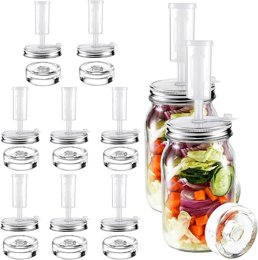 Tessco for you 8 Set Fermentation Kit, Wide Mouth Fermentation Lids with Weights for Mason Jars Sauerkraut Probiotic Food (No Jars)