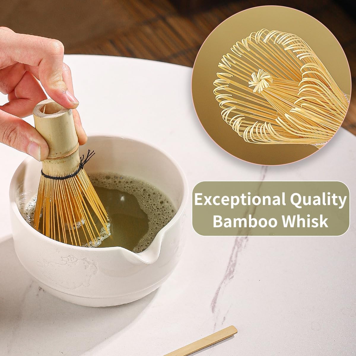 Matcha Tea Set, 5-Piece Ceramic Matcha Bowl & Whisk Kit with Cute Cat Pattern, Traditional Japanese Chawan, Scoop & Sifter, Perfect for Tea Ceremony, Gift for & Tea Lovers (white)