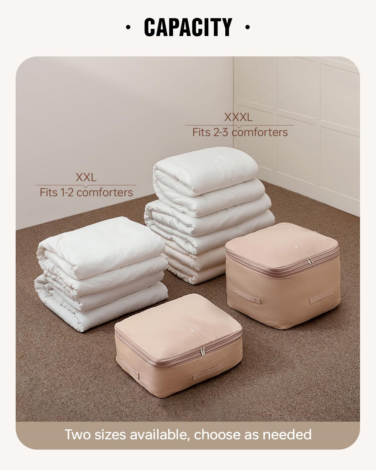 Eachy 3-Pack Comforter Storage Bag Blanket Storage Bags, 136L Compression Storage Bags for Blanket Comforter, Ultra Space Saving Self Compression Organizer