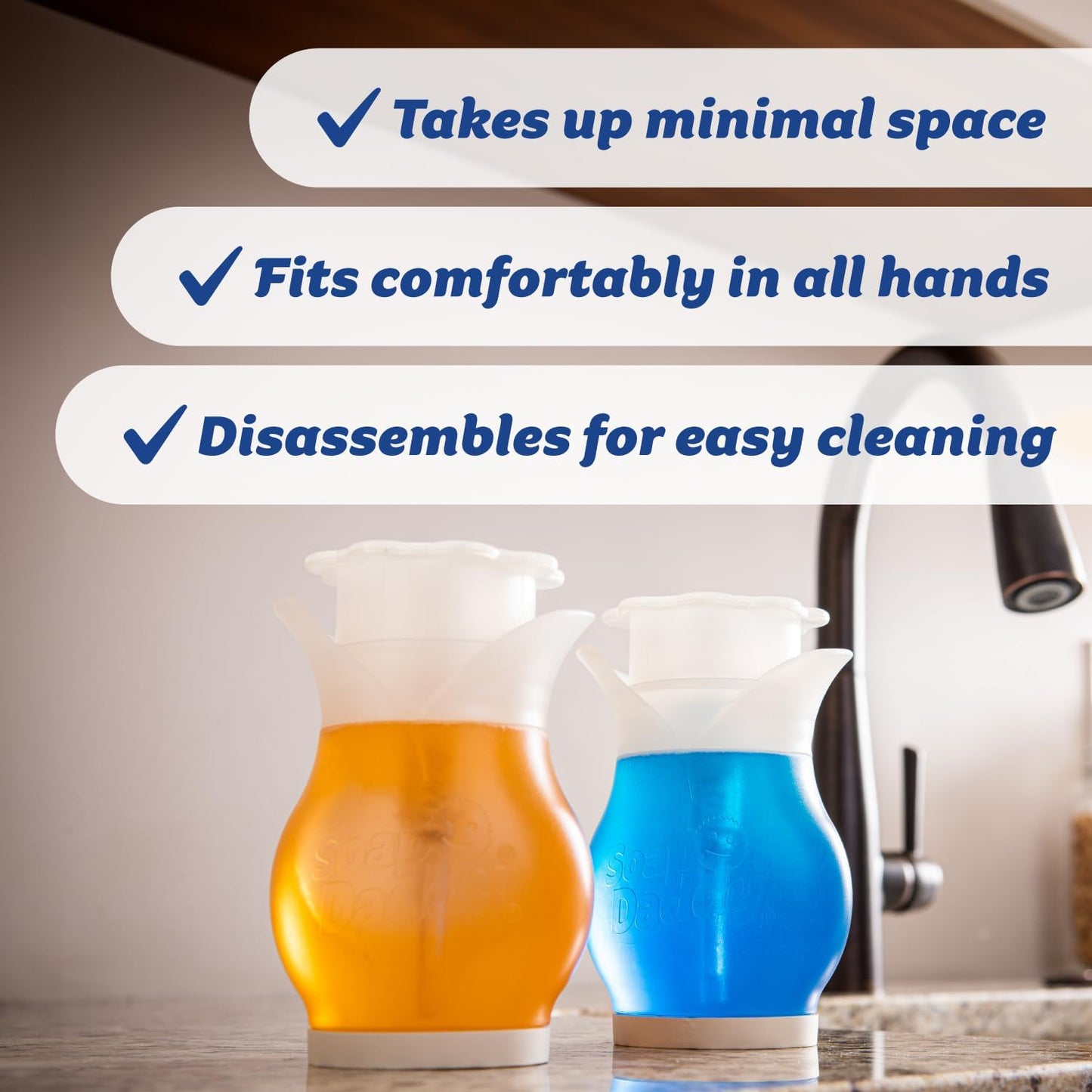 Scrub Daddy Soap Daddy - Dual-Sided Liquid Dish Soap Dispenser for Kitchen Sink + Bathroom Cleanup - Refillable + Easy to Use Countertop Essential - Use with Dish or Hand Soap - 1 Count (6 Pack)