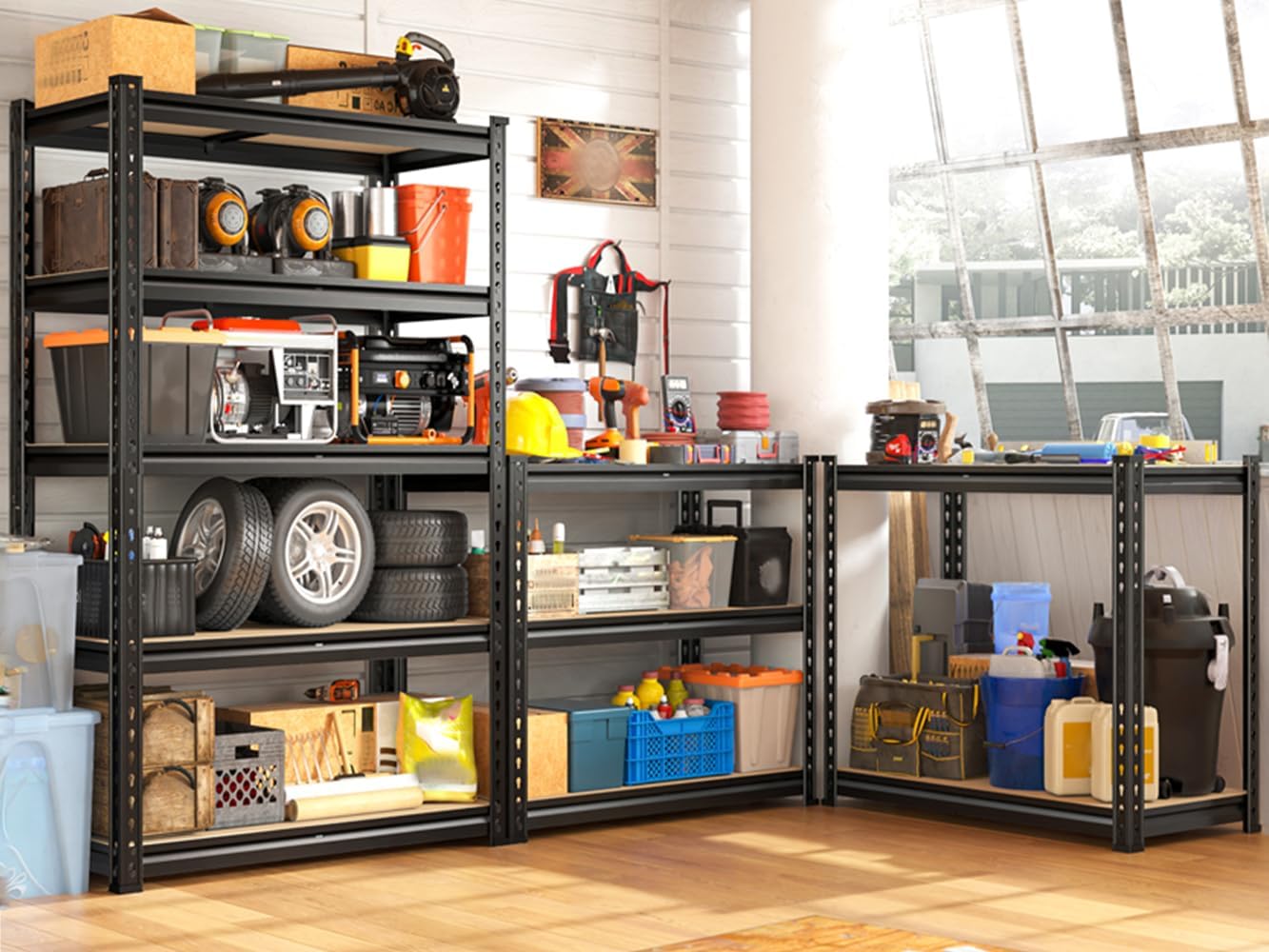 REIBII Set of 2 Storage Shelves 5 Tier Garage Shelving Heavy Duty Metal Shelving 2000LBS Garage Shelves Adjustable Metal Shelf for Kitchen Warehouse Pantry Commercial Use 27.6" Wx11.8 Dx60 H