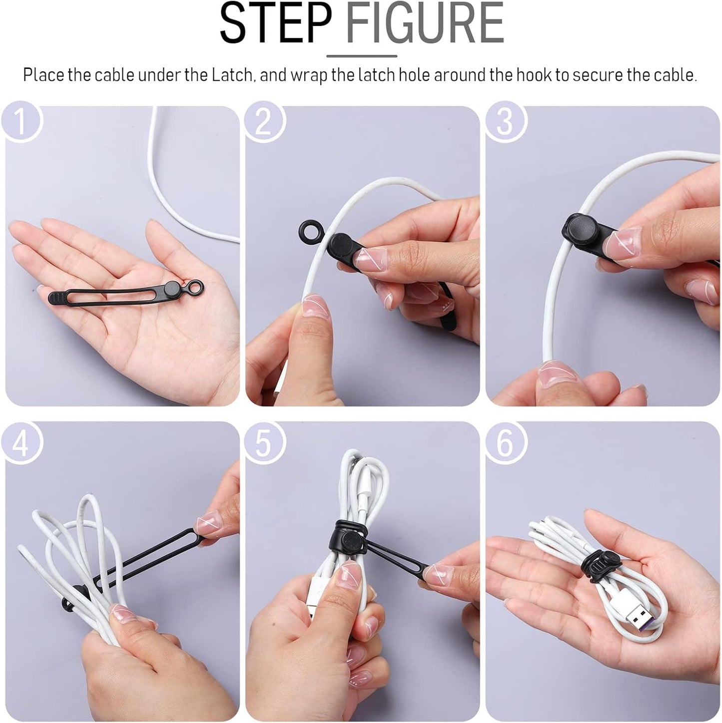 Nuanchu 40 Pcs Silicone Cable Ties Reusable Holder Adjustable Straps Multipurpose Charging Cable Organizer for Fastening Charging Cords Wires(4.17 Inch,Black, White)