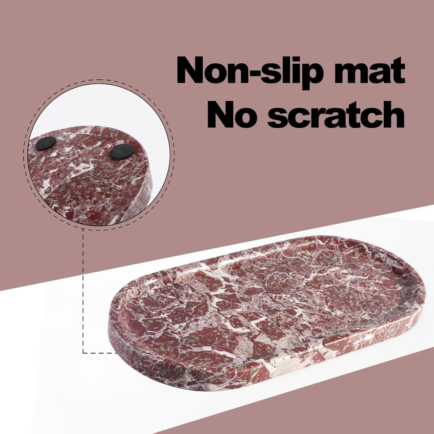 Koville Norway Natural Marble Tray, 12"x6" Vanity Decorative Tray for Countertop Organizer, Catchall for Perfume, Candles, Jewelry Dish