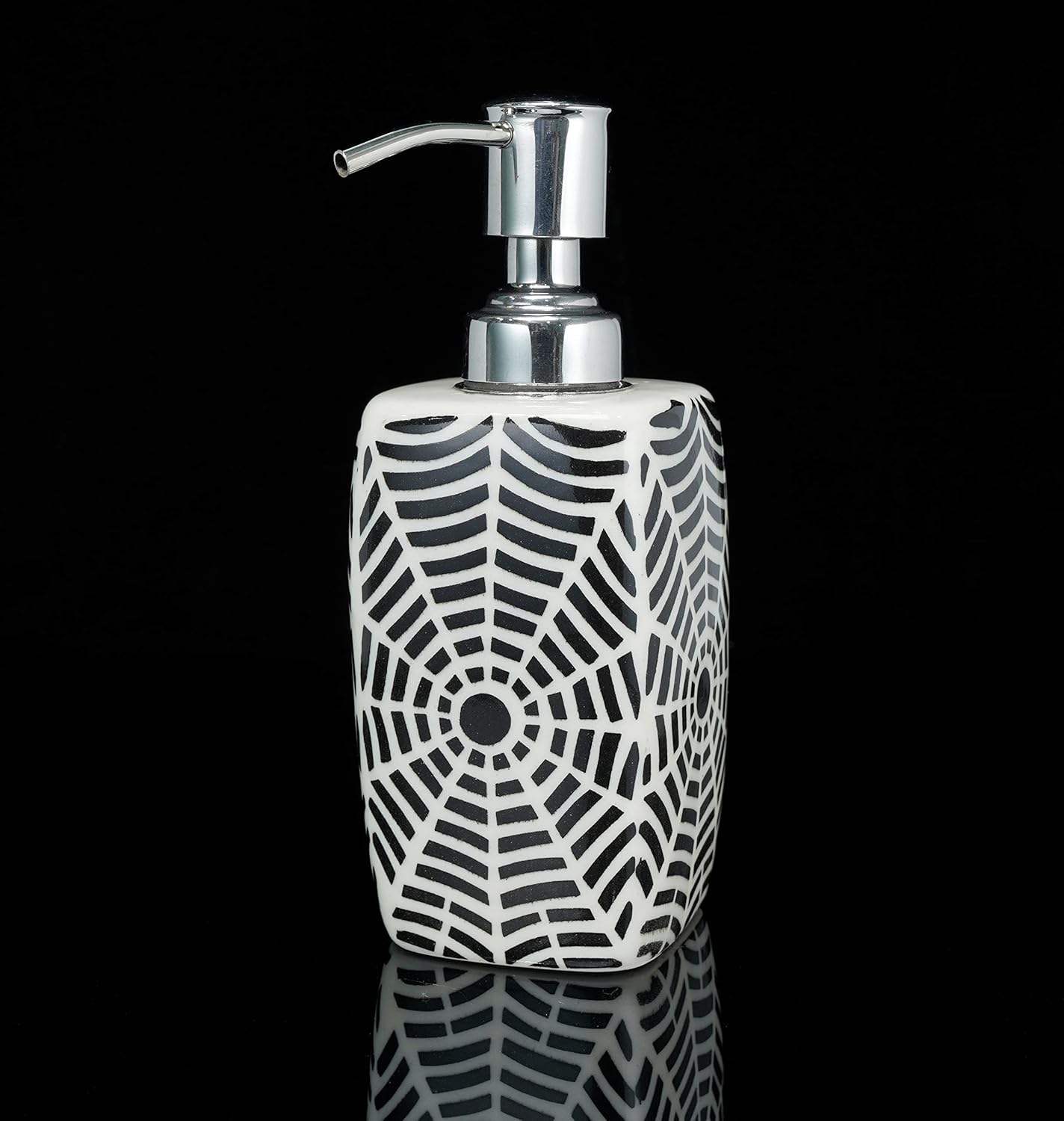 Ceramic Soap Dispenser, Handmade Bathroom Kitchen Decoration, Hand Painted, Countertop Organizer Complete Bath Luxury Accessory 9.5 OZ Refillable Rust Proof Pump Liquid Soap Lotion Dispenser 6.5"