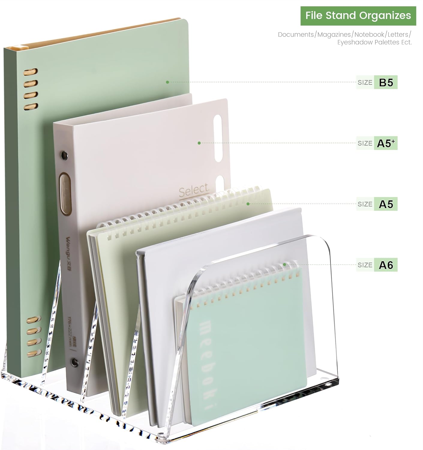 YUXUN Desk File Organizer,4-Section Clear Acrylic Desk Organizer,Vertical File Sorter Holder Organization for Office School & Classroom