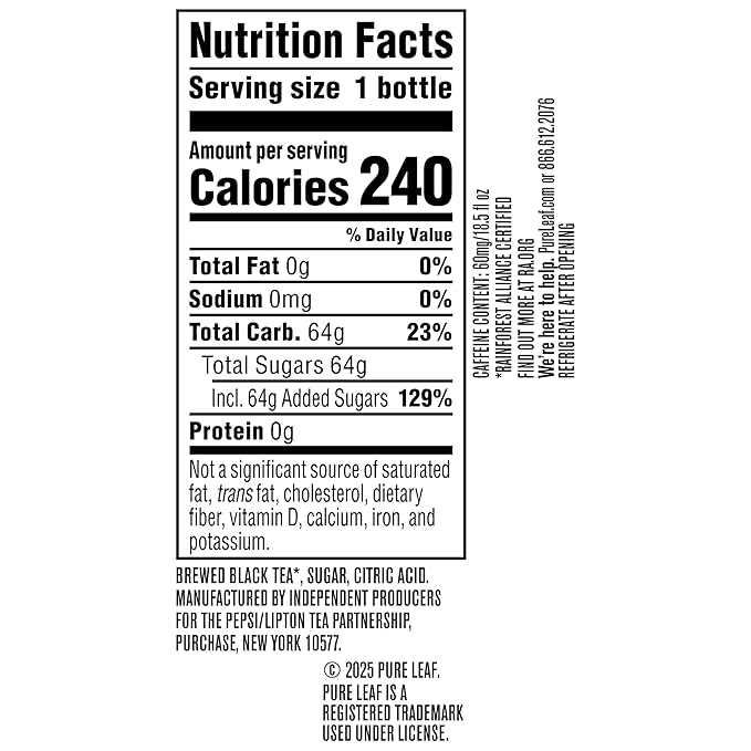 Pure Leaf Iced Tea, Extra Sweet, Real Brewed Tea, 18.5 Fl Oz Bottles (Pack Of 12)