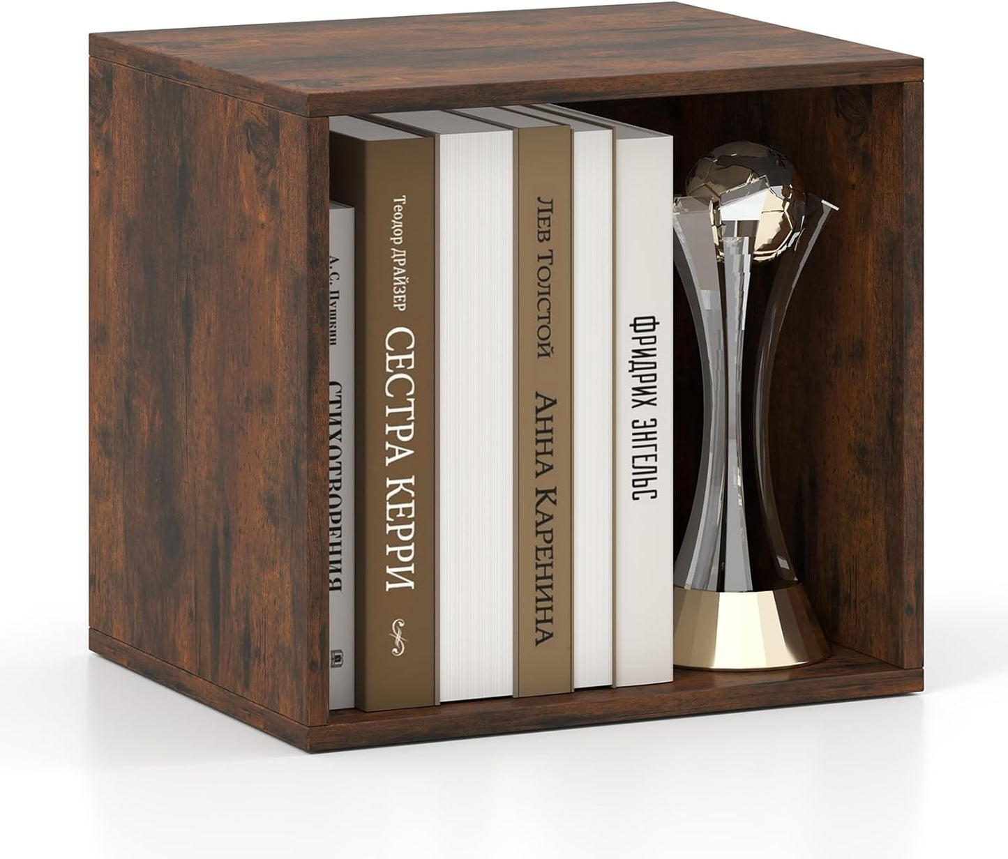 Giantex Cubby Bookcase, Stackable Cube Storage Organizer w/Open Bookshelf, Wooden Display Shelving Unit for Small Space, DIY Modular Cubby Storage System for Home, Study, Living Room