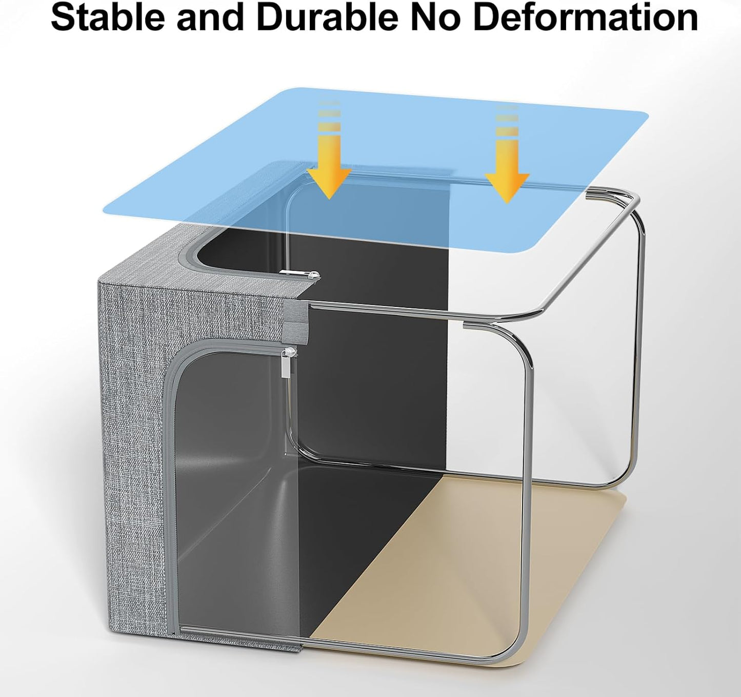 GoMaihe Clothes Storage Bins Metal Frame: 3-Pack Compact Stackable Closet Storage Bin with Lid & Clear Window, Space Saving Organizer for Sweaters Kids Clothes (Dorm/Closet 27L)