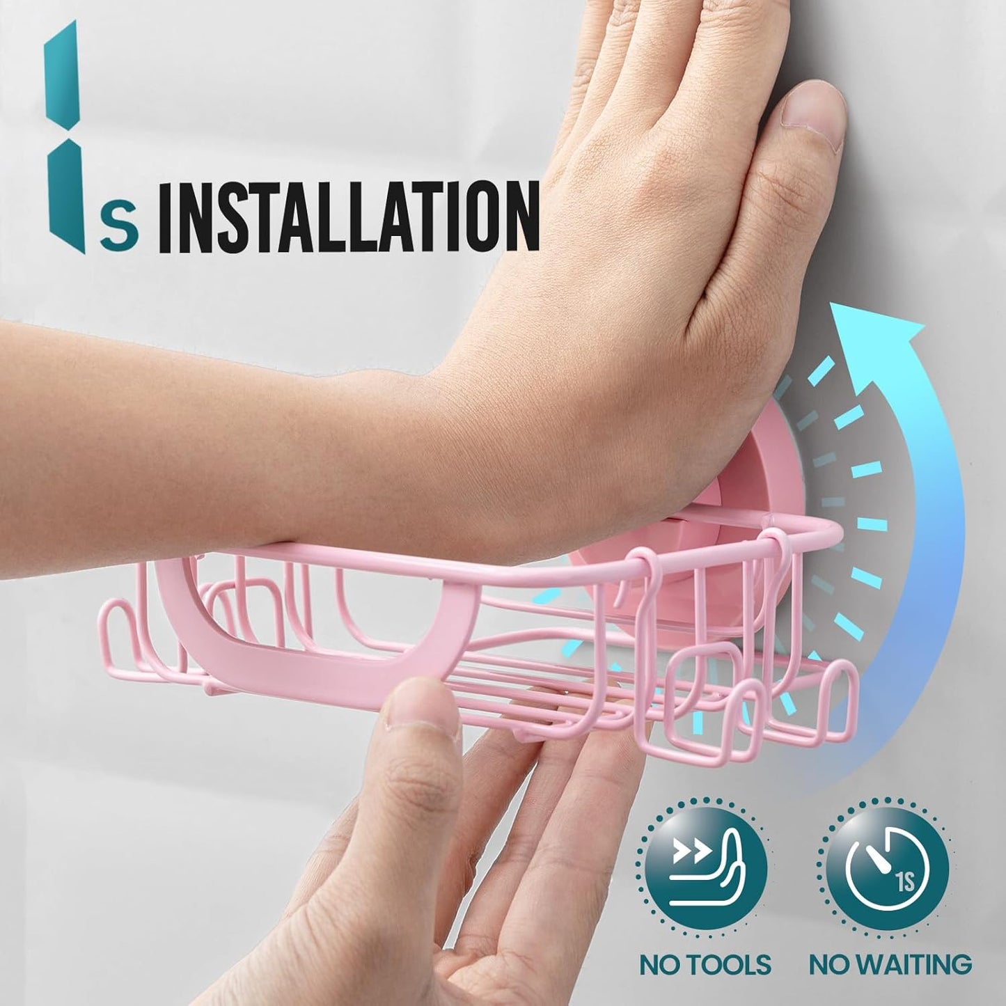 TAILI Soap Bar Holder Dish with Hooks, Shower Soap Tray Saver Suction Cup with Razor Holder for Wall, Rustproof Stainless Steel Bath Shampoo Caddy for Bathroom Accessories Organizer,Pink