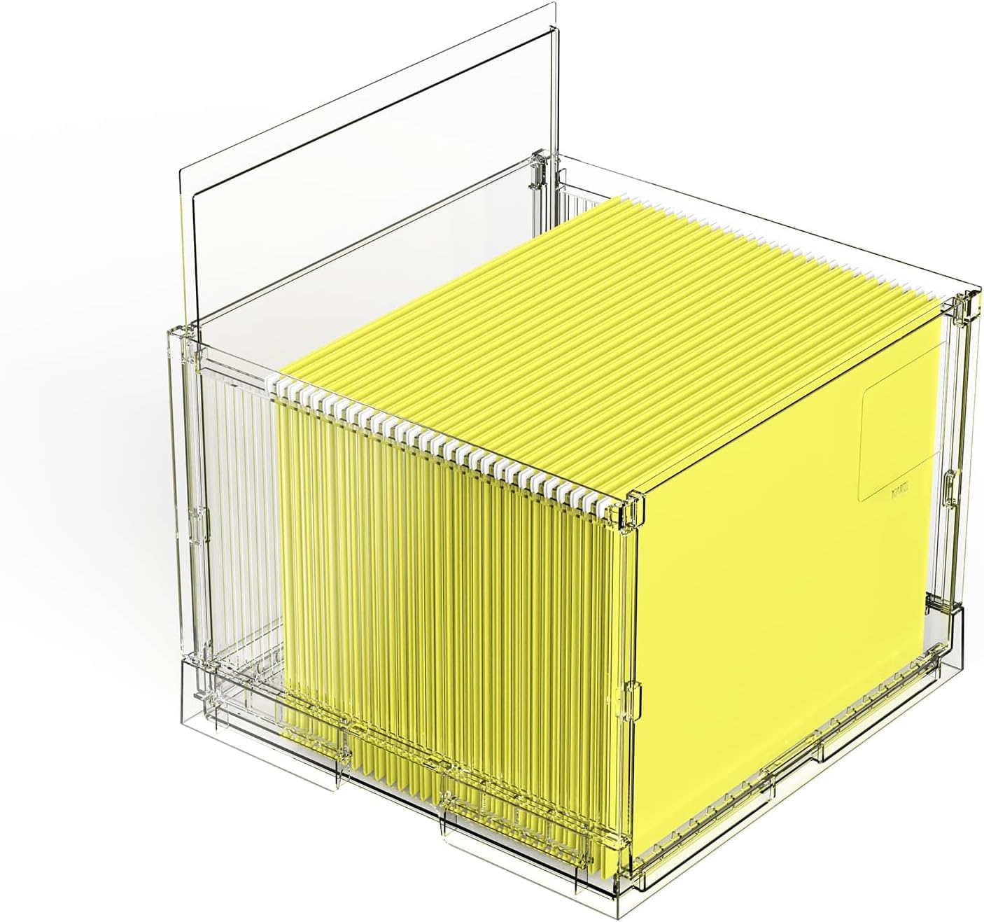 MUKAI File Box Organizer, Hanging Folder Storage Boxes, File Folder Organizer with Slide, Filing Crate Bin Holder with Letter-size File Holder Filing Box for Office, Home, Decor (1)