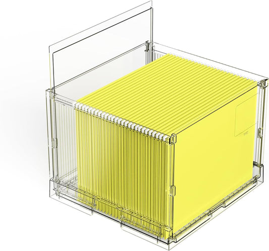 MUKAI File Box Organizer, Hanging Folder Storage Boxes, File Folder Organizer with Slide, Filing Crate Bin Holder with Letter-size File Holder Filing Box for Office, Home, Decor (1)