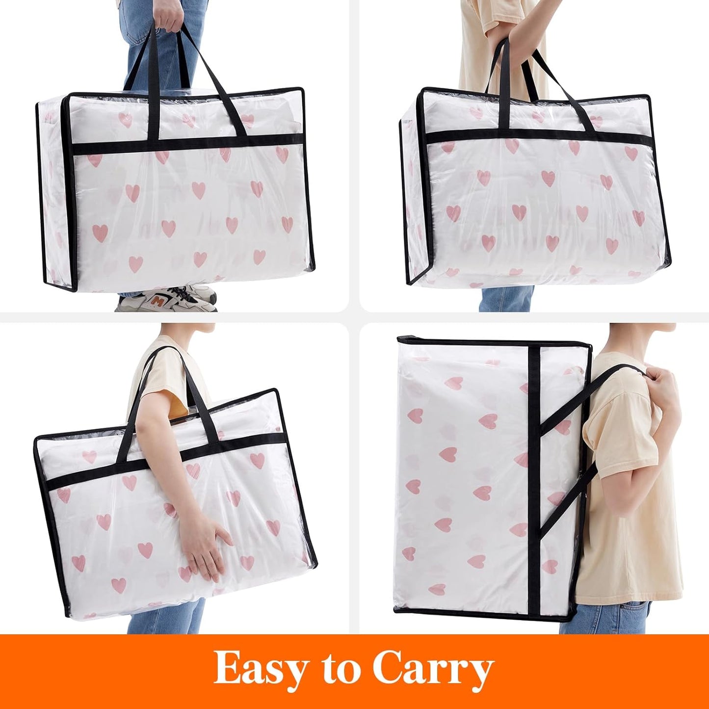 Lifewit 6 Pack Clear Clothes Storage Bags, 60L Plastic Blanket Storage Bag, Vinyl Foldable Moving Bags with Zipper, Closet Organizers and Storage Containers for Bedding, Duvet, Comforter