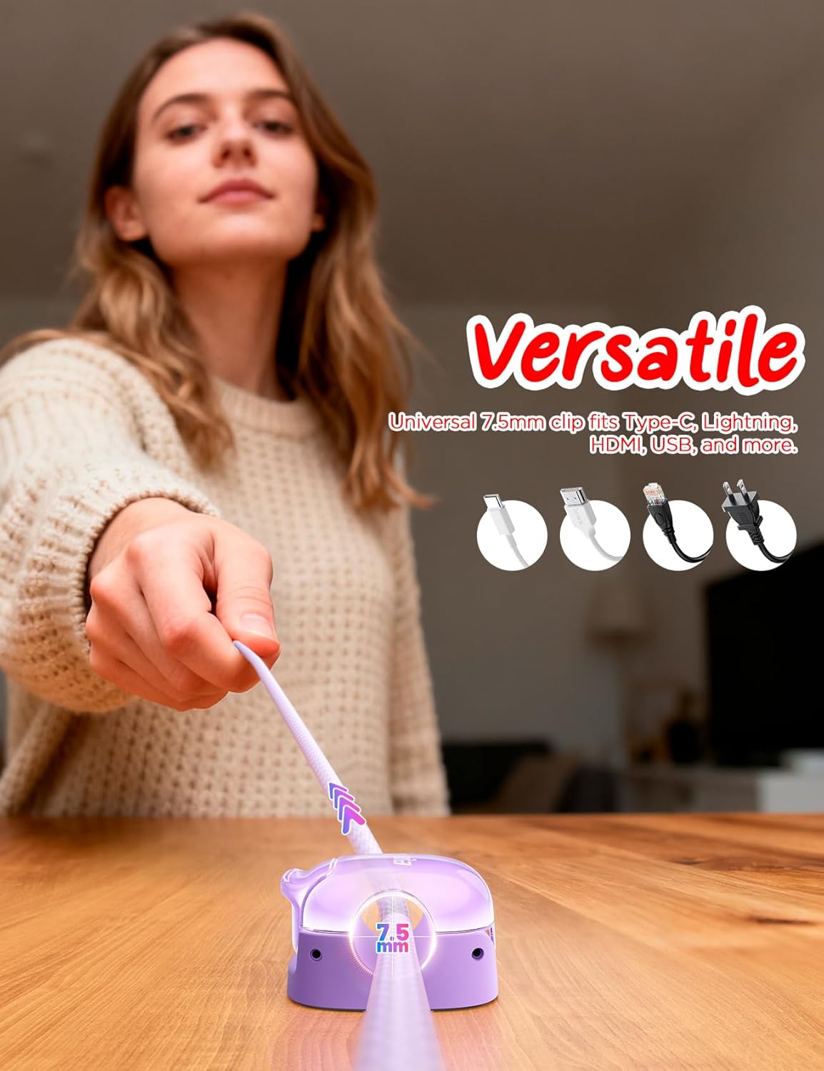 8 Pack Cord Holder Cable Clips,Cord Organizer [Dual Spring & Clasp Lock],Christmas Decor Gifts for Women Men Cable Organizer Cord Holder for Nightstand Home Office Desk Kitchen Gadgets Room Decor Teen