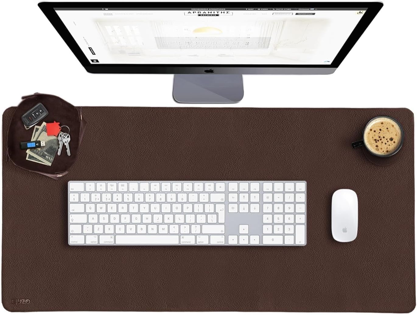 ELIZO Genuine Leather Desk Pad Leather Desk Mat (Hickory, 31x15.6 Single Layer)