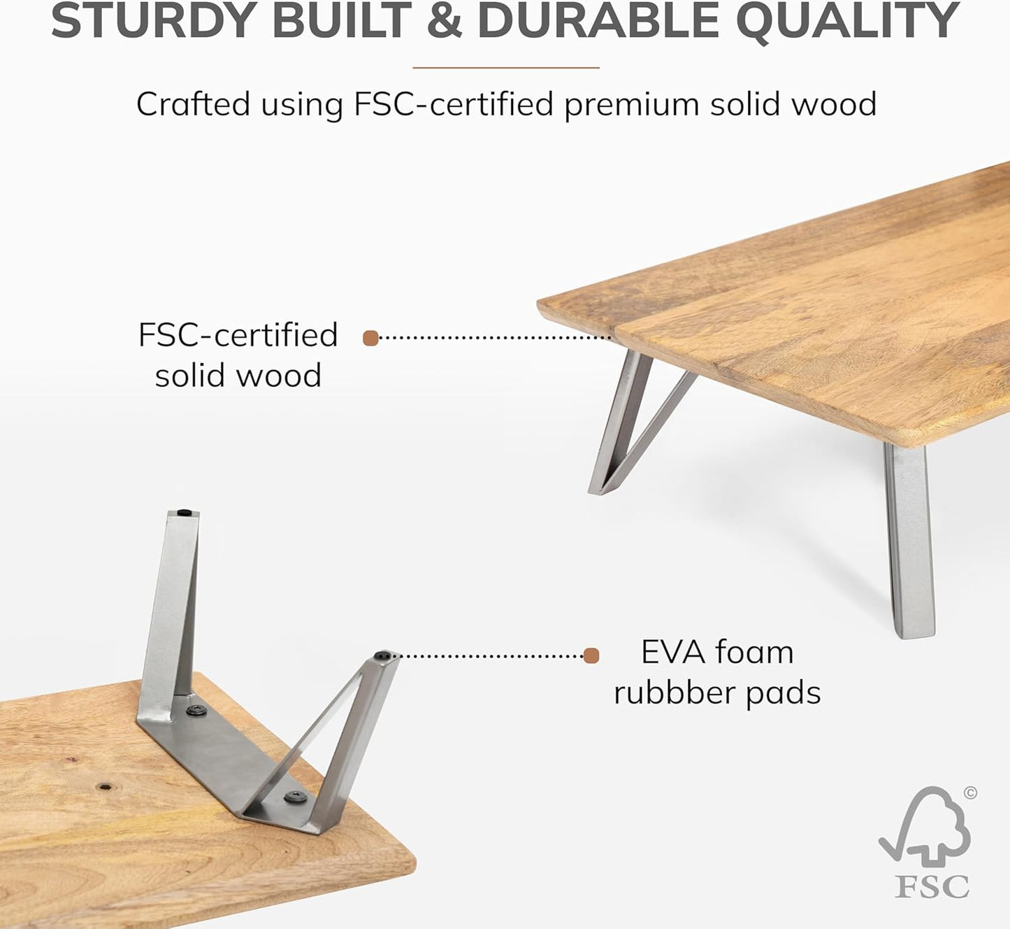 Anji Mountain Monitor Stand - Desktop Organizer & Laptop Riser, Ergonomic Monitor Riser, Space-Saving Monitor Stand for Desk, Durable Construction, Easy Assembly, Ideal for Home & Office,Biscotti