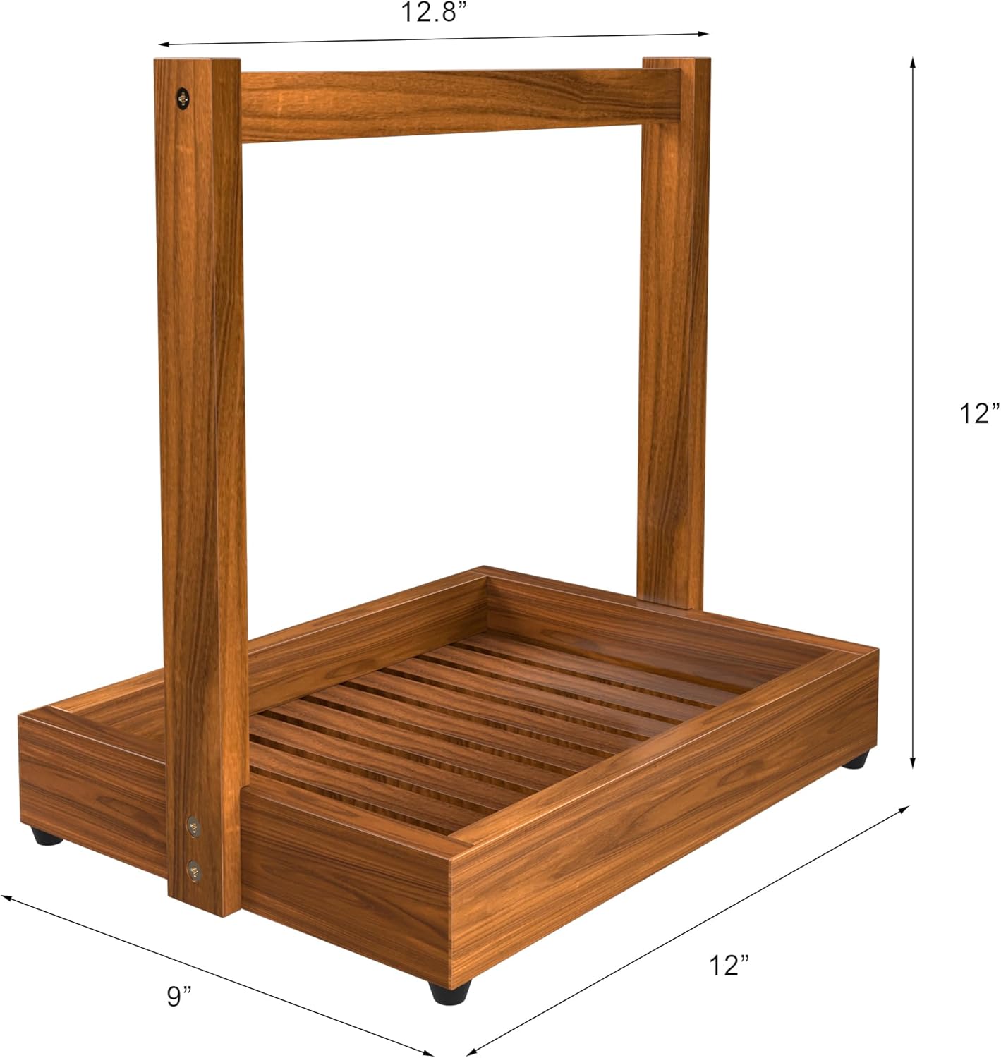 Teak Organizer for Bathroom Kitchen - Use as Shower Caddy Towel Holder Toilet Paper Storage Fruit Basket Spice Rack with Non-Slip Base