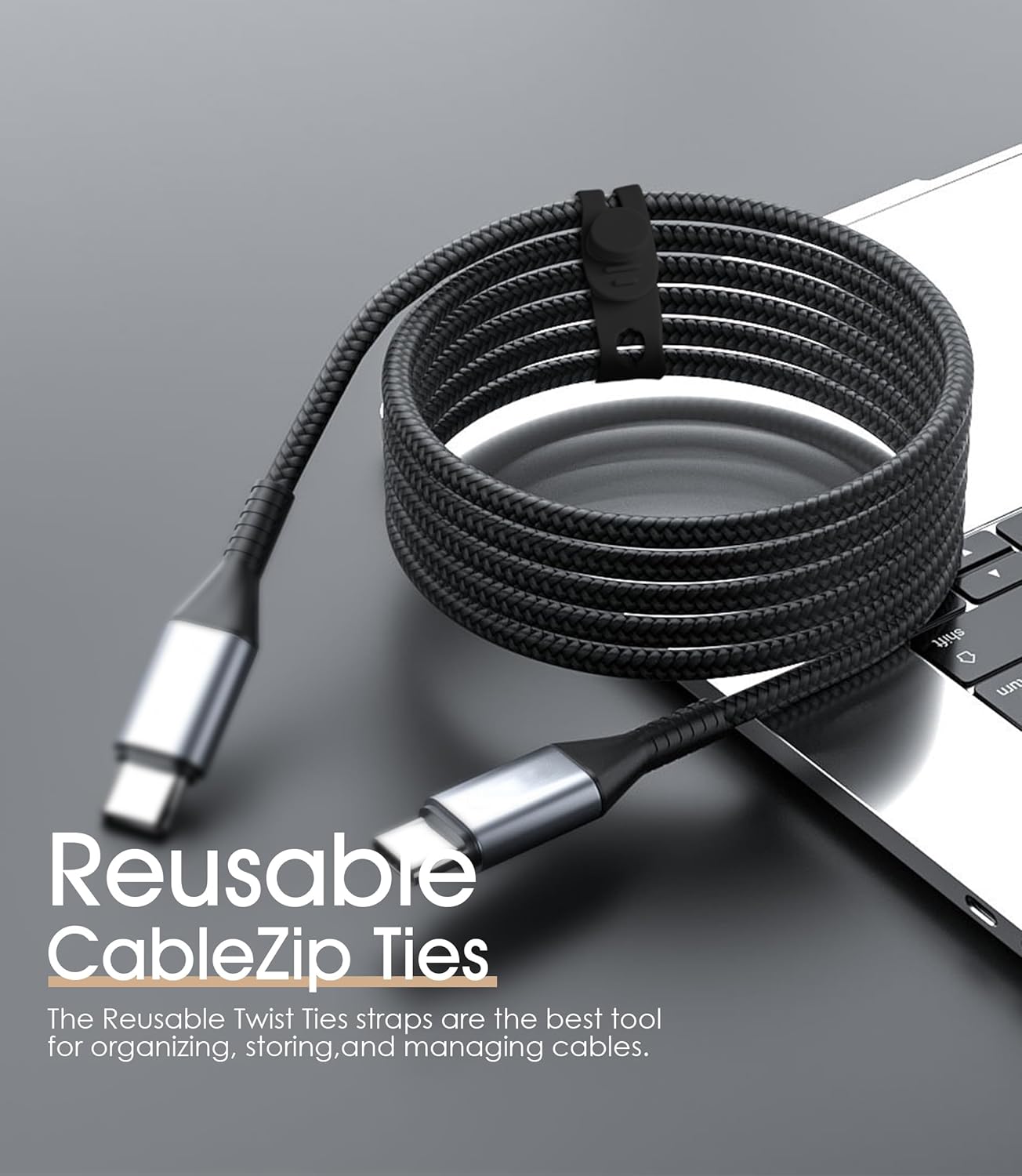 35Pcs Nearockle Silicone Cable Ties, 5.12 Inch Adjustable Cord Organizer Reusable Zip Ties for Charging Cords Earphone Computer Wire, Office Desk Cable Management Travel Accessories(Multi)