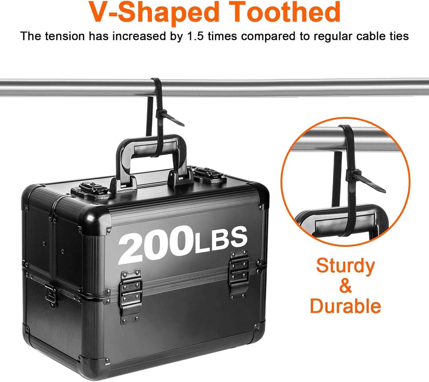 Zip Ties Heavy Duty 12 inch，V-Shaped Toothed Double Sided With 200 LBS Tensile Strength Cable Ties ，Extra Large Wire Ties Adjustable Nylon Tie Wraps for Indoor Outdoor Patented Design（80 Pack Black）