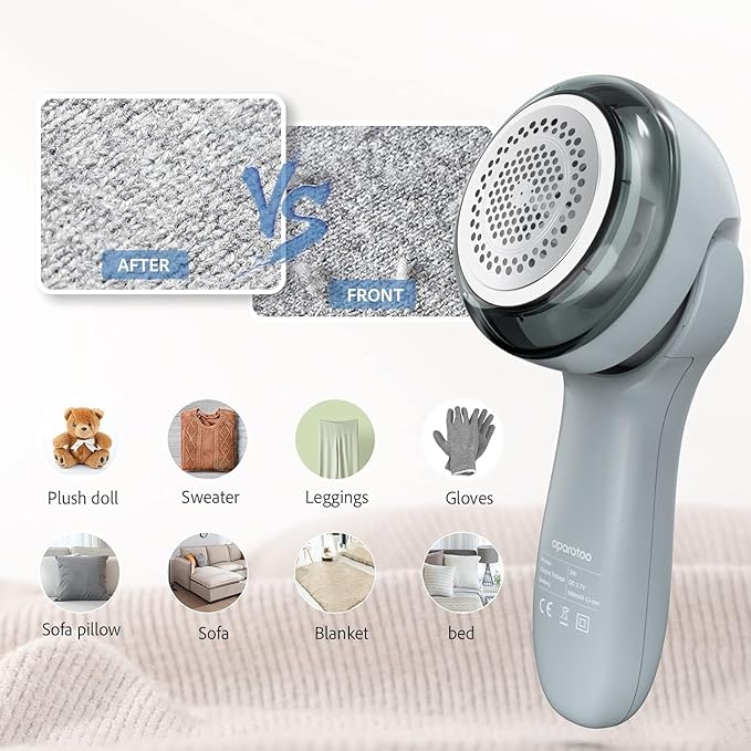 Fabric Shaver, Electric Lint Remover Shaver with 6-Leaf Blades, 2 Speeds Sweater Shavers to Remove Pilling with 3 Blades, Rechargeable Fabric Pill Shaver Fuzz Remover for Clothes Furniture Couch