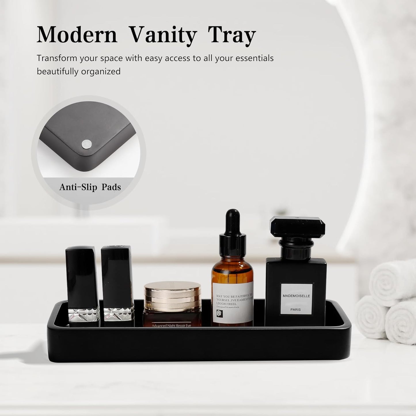 Bathroom Accessories Set, 4 Pcs Bathroom Accessory Set, Soap Dispenser, Toothbrush Holder, Qtip Holder Set, Bathroom Sets Complete, Bathroom Sink Set for Modern Home,Matte Black