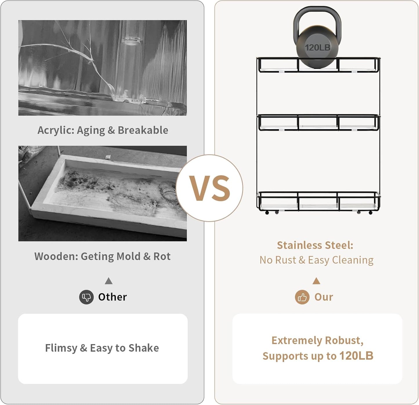 Bathroom Organizer Countertop Perfume Organizer Makeup Organizer Cosmetics Storage Display Rack Vanity Tray Dresser Stainless Steel Gold Shelf White Marble Ceramic Tray