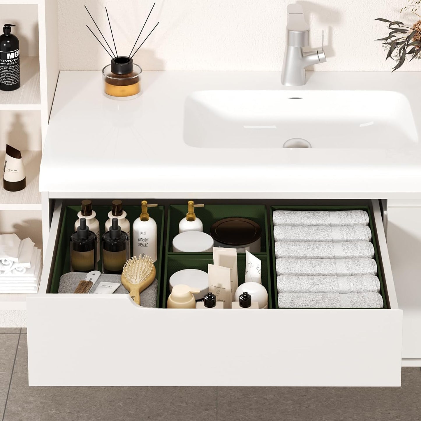 DIMJ Drawer Organizer Clothes 15 Pack - Foldable Baby Organizers and Storage & Dresser Organizer for Bedroom, Closet - Nursery Organization Dresser Dividers for underwear, Sock,Bra, Belt, Tie, Green