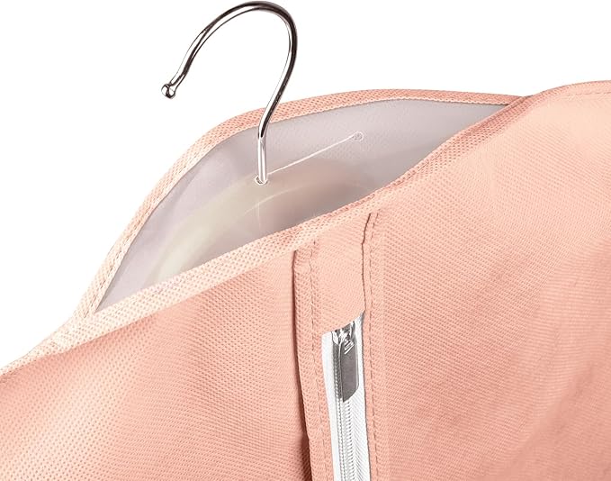 KEEGH Garment Bags for Hanging Clothes 60" (Set of 6) Dress Garment Bags for Storage Suit Bags for Closet with Zipper and Eye-Hole for Folding for Suit Coats Dresses, Pink