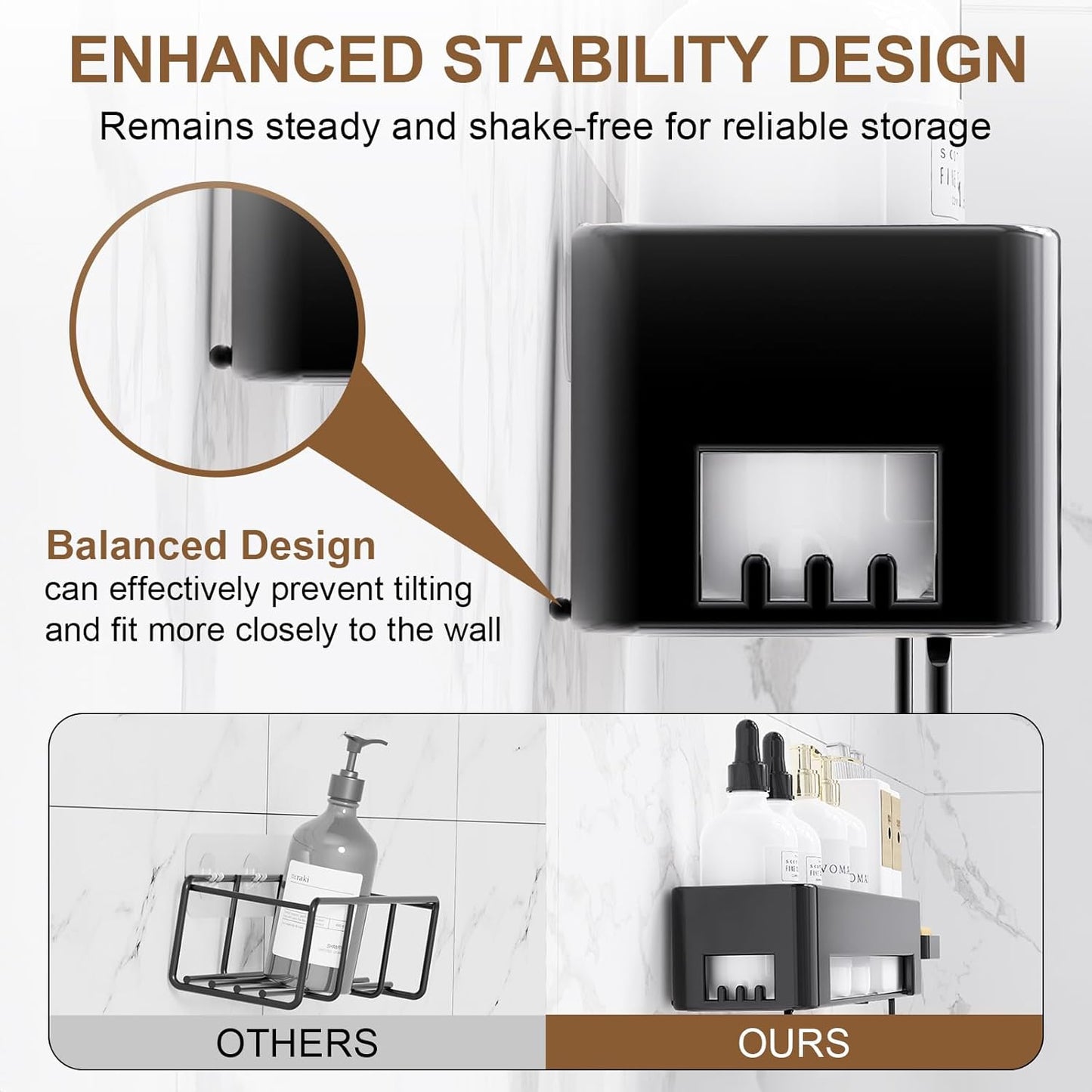 Large Shower Caddy, 4 Pack Adhesive Shower Organizer, 15.15in Large Capacity Bathroom Shelves, No Drilling for Bathroom Organizers and Storage & Home Decor & Kitchen (black)