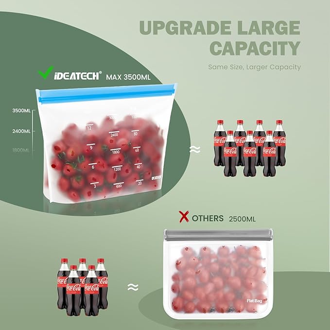 Dishwasher Safe Reusable Storage Bags Stand Up - BPA Free Reusable Sandwich Bags - Leakproof Gallon Freezer Bags, Silicone Food Storage Bags - Multicolor 5 Gallon + 6 Sandwich + 5 Snack Bags