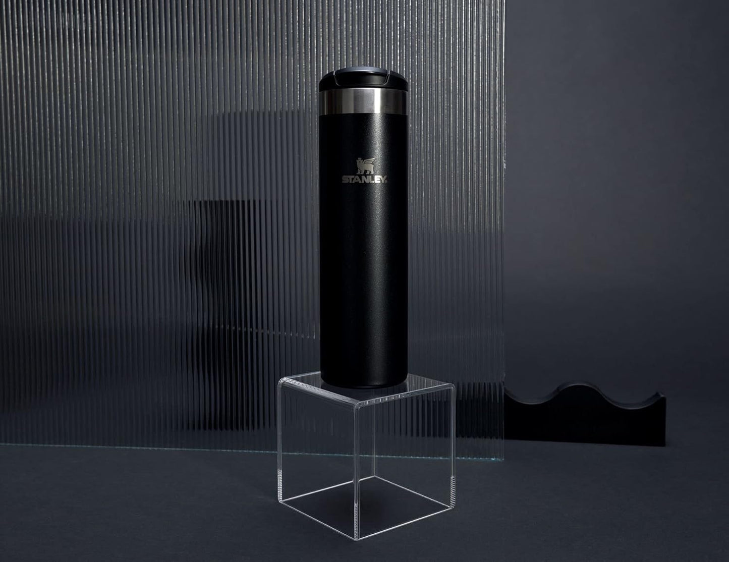 Stanley AeroLight Transit Bottle 20 oz | Locking Drink Through Lid | Leak Resistant Water Bottle or Coffee Travel Mug | Lightweight Insulated Stainless Steel | BPA-Free | Black Glimmer