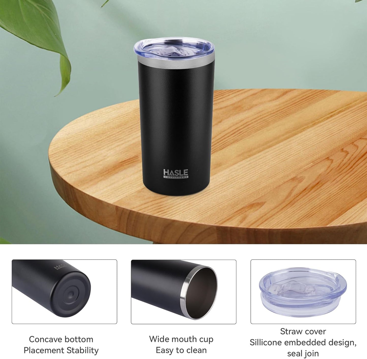 HASLE OUTFITTERS 12 oz Skinny Tumbler, Stainless Steel Insulated Slim Tumbler set bulk with Lid, Reusable Double Wall Travel Coffee Mug, Durable Powder Coated Travel Water Cup(Black,6)