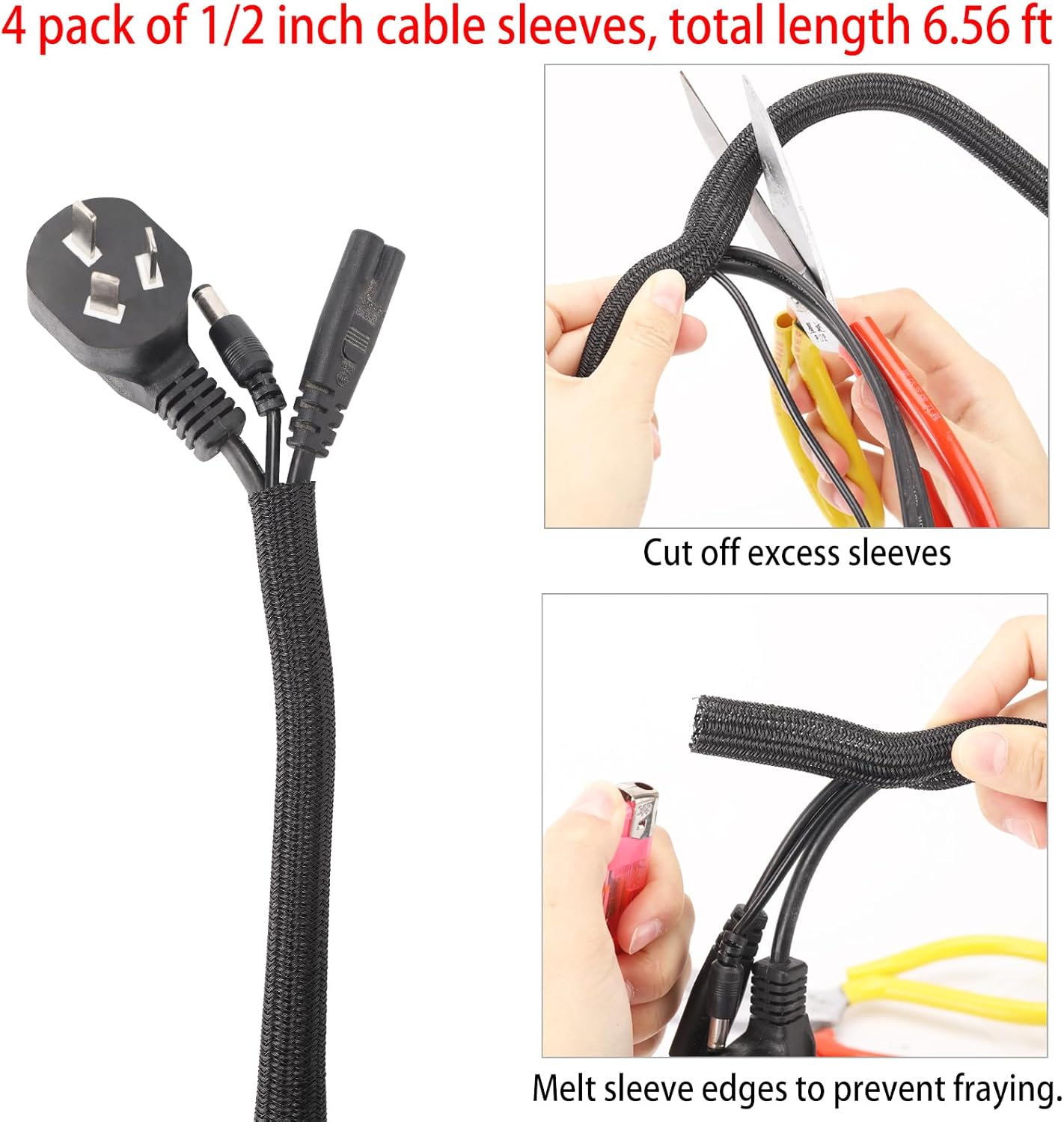 604 Pcs Cable Management Kit, 4 Cord Organizer Sleeve, 7 Cable Holder, 38 Adhesive Cord Clips, 40 Pcs+5 Roll Cable Organizer Straps 200 Cable Ties 300 Cable Wire Clips for PC TV Under Desk