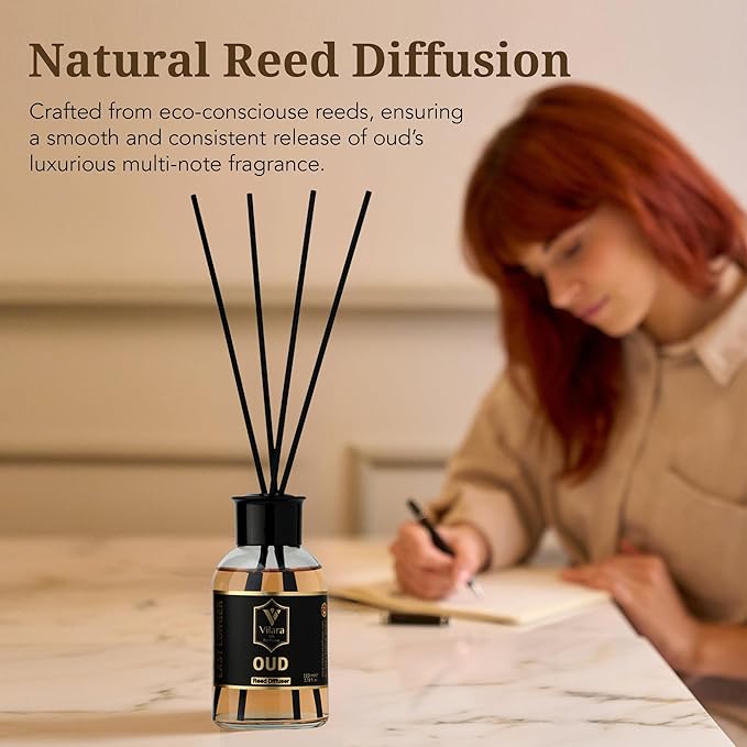 Reed Diffuser Set with Sticks for Home – Bathroom, Bedroom & Office Aromatherapy – Long Lasting Scented Oil Diffuser with Sticks – Luxury Room Fragrance Diffuser, Non-Toxic 110 ml (Mango-Oud-Istanbul)