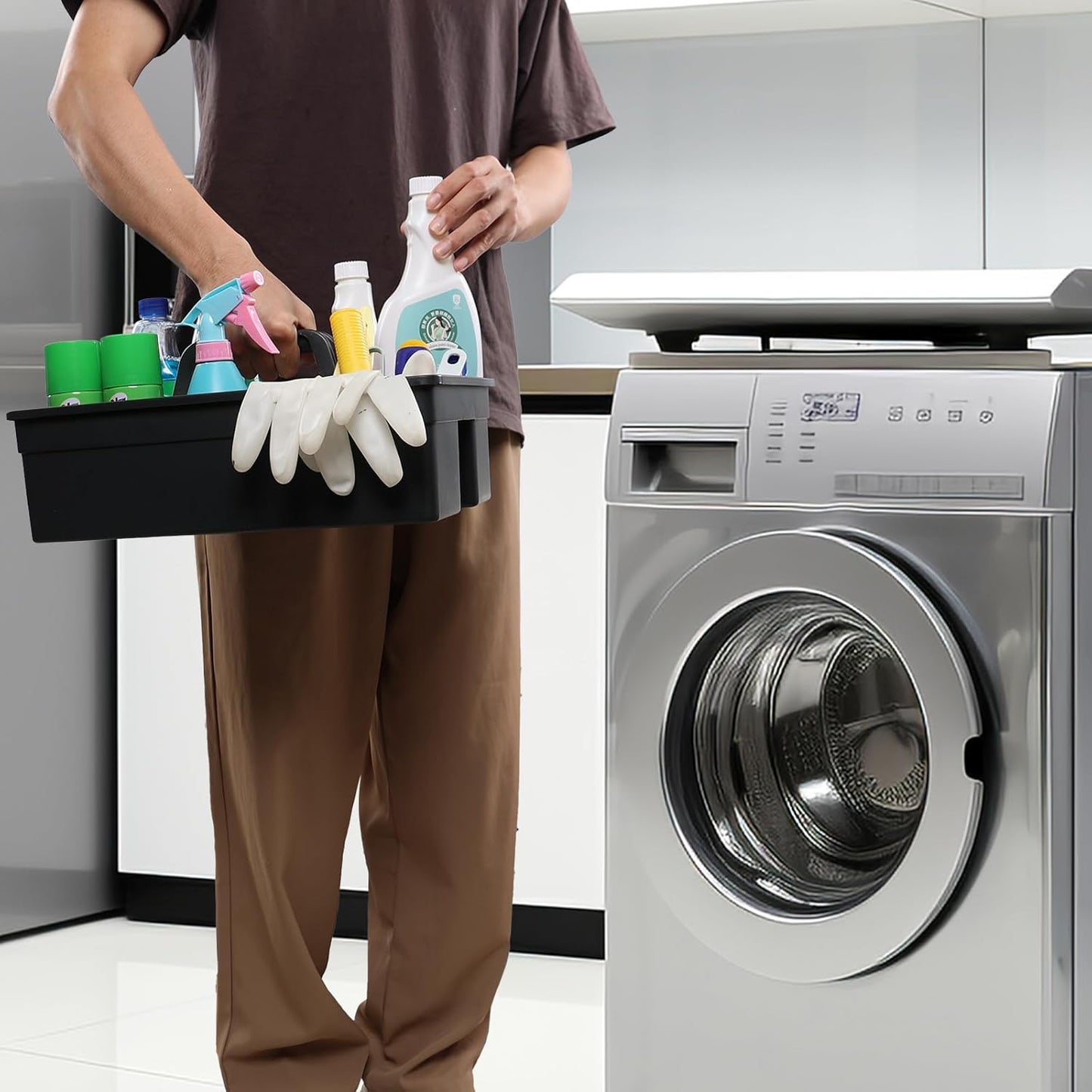 6 Packs Cleaning Storage Caddy with Handle, Plastic Cleaning Supplies Caddy Shower Caddy