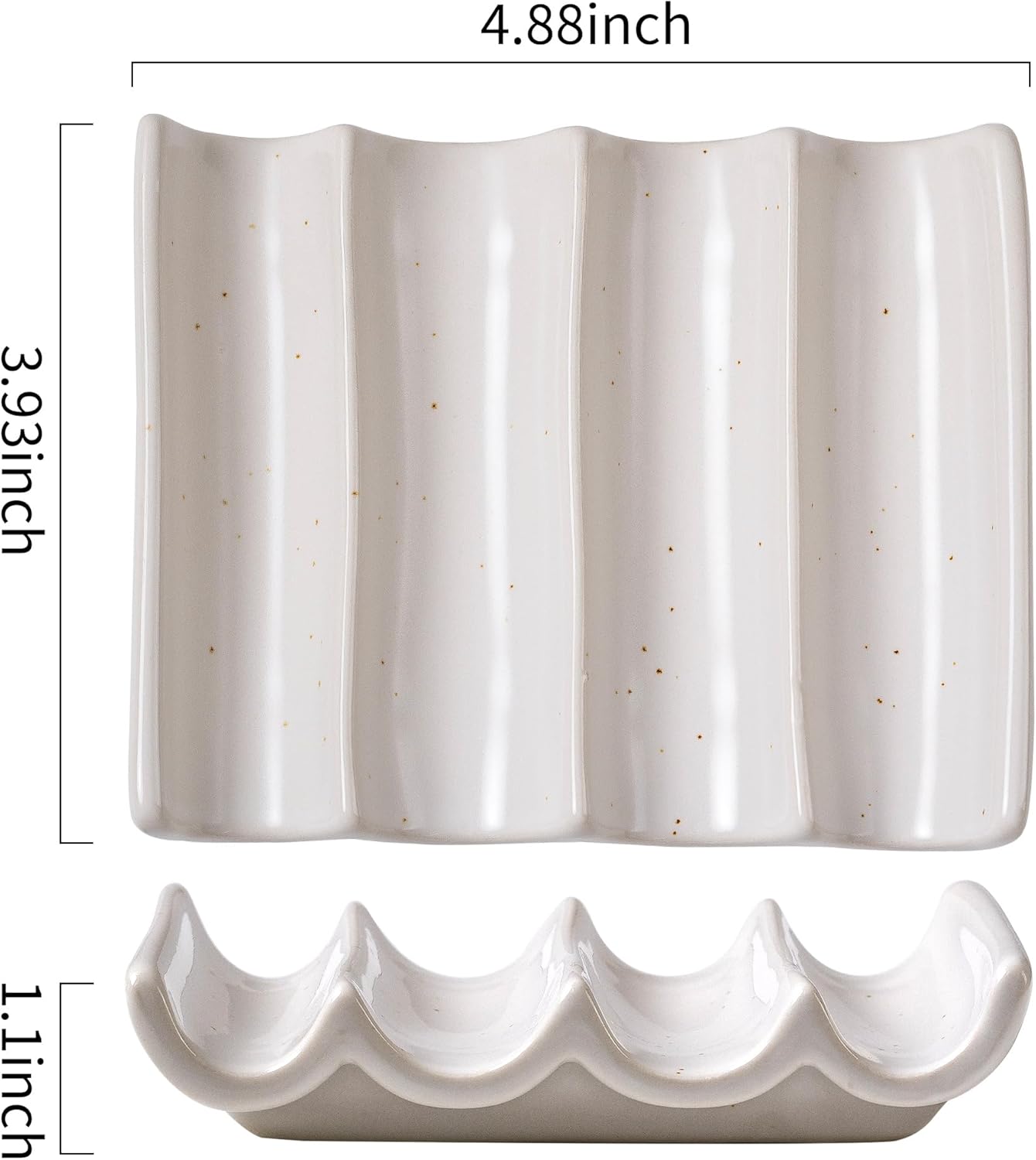 Soap Dish, Draining Ceramic Soap Holder Fluted Design Bar Soap Holder for Shower Bathroom, Soap Saver, Gift for Women Man, White 1 Pcs