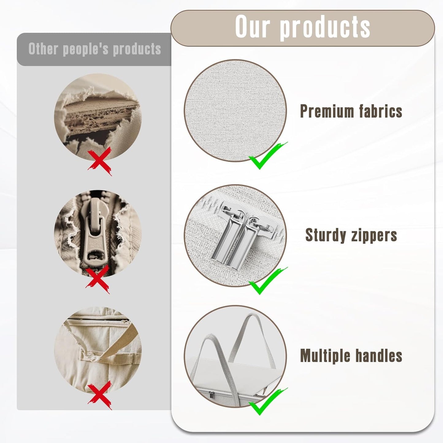 Heavy Duty Cotton Canvas Storage Bags For Comforter Blankets Clothes Extra Large Foldable Organizer with Clear Window & Reinforced Handles, Dustproof Design (White, 80L-4Pack)