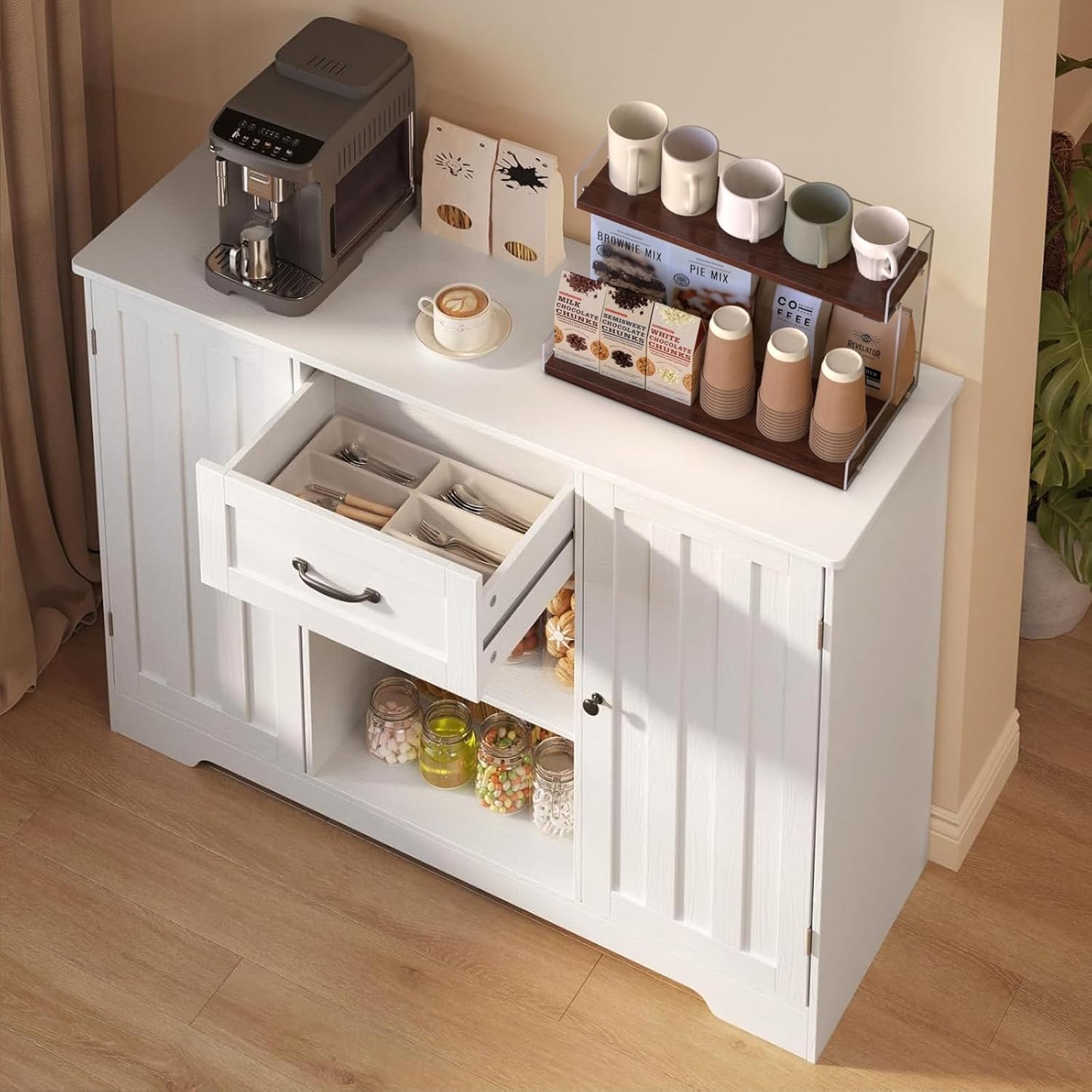 2 Tier Acrylic Coffee Station Organizer Countertop, Kitchen Counter Holder for Tea Bags Mugs Cups Syrup Sugar Spice, Condiment Storage Rack, Multifunctional Shelf Organizer for Coffee Bar Accessories